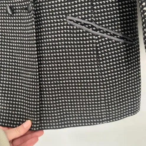 Vintage Precis Women's Houndstooth Double Breasted Blazer Jacket Black White 12