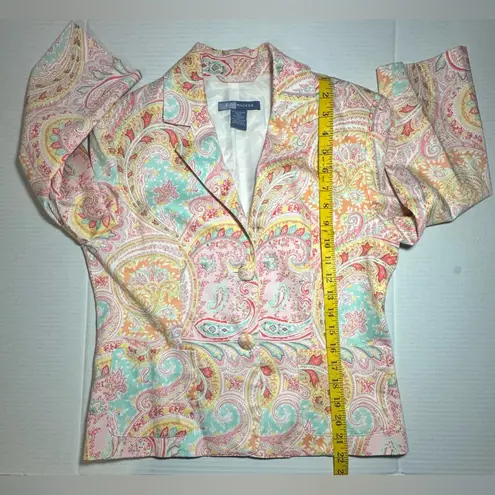 BUSH WACKER Summer Blazer Women’s Paisley Floral Lined Multicolor Sherbet 8 Pink