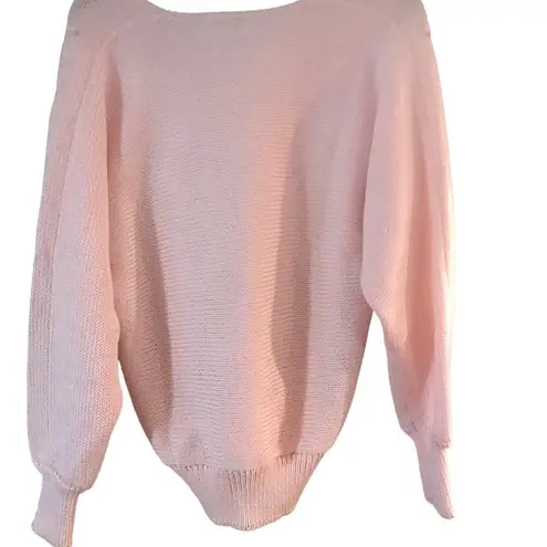 Cristina Pink Pullover Sweater with Gemstones Pearls Large