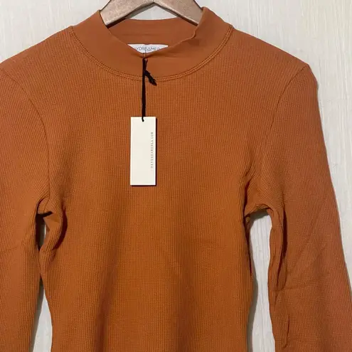 Daydreamer  Shirt Women's Large NWT Thermal Crop Long Sleeve Mock Top Orange