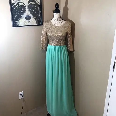 Red Clover Boutique Mint Green Sequin Formal Small Gold