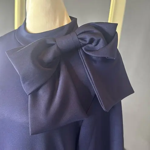 Women’s Navy Blue Long Sleeve Midi Pencil Dress with Bow Detail Size XL NEW Blue