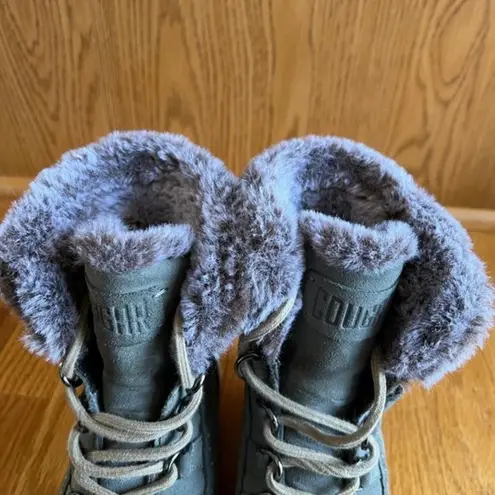 Cougar Vanetta Faux Fur Trim Waterproof Bootie Lace Up Size 6.5 Green Waterproof