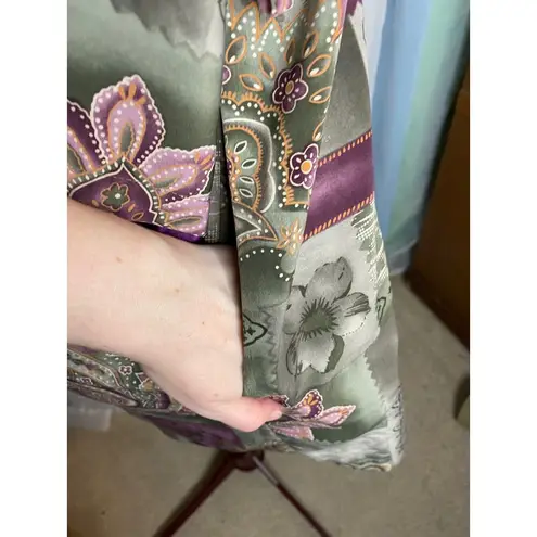 short robe floral paisley vintage purple green