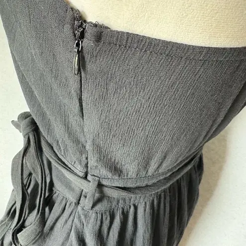 Greylin Dress Size Small Black Halter Ruffle Hem Waist Tie Minimalist Chic