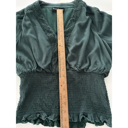 Scarlet Darkness Top Size Large Green Peasant Dark Romance Renaissance Goth