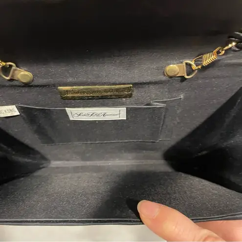 Whiting & Davis Vintage 70’s-80’s Saks Fifth Ave black silk geometric envelope crossbody bag