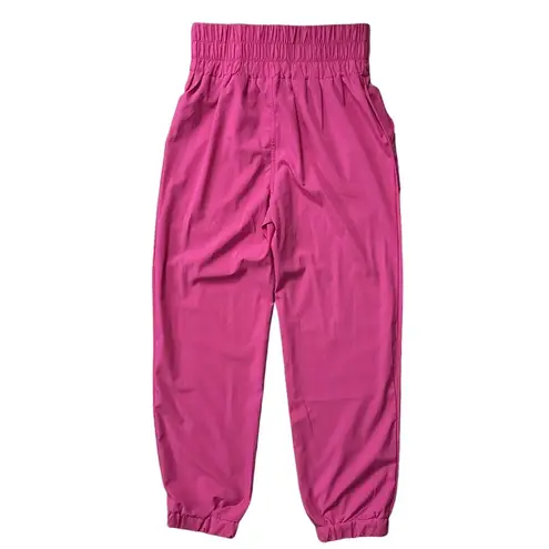 New In Neon Pink High Rise Smocked Ruche Elastic Waist Joggers Sz Large