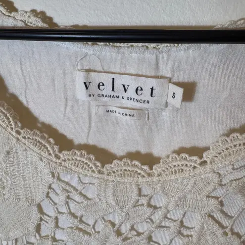 Velvet by Graham & Spencer Lace Dress Crochet Overlay Cream Floral Size Small