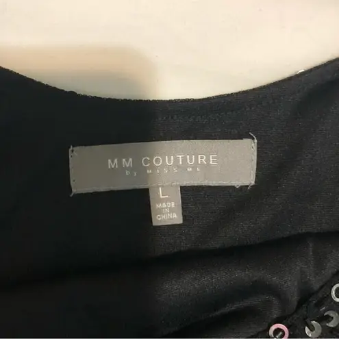 MM Couture Black Sequined Party Dress Size L Holiday Dark Fairy Whimsigoth Witchy Miss Me