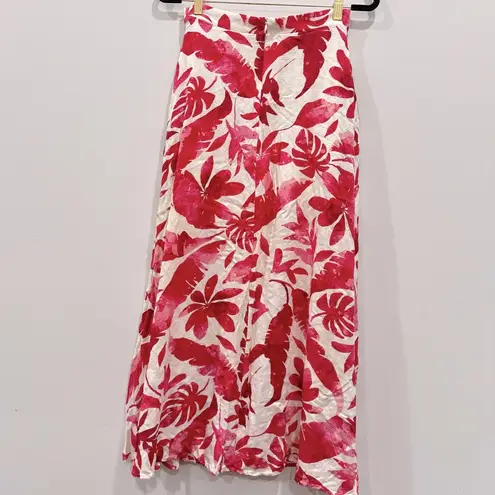 Pink Lily  PASSPORT TO PARADISE PINK/WHITE PRINTED MAXI SKIRT SIZE S