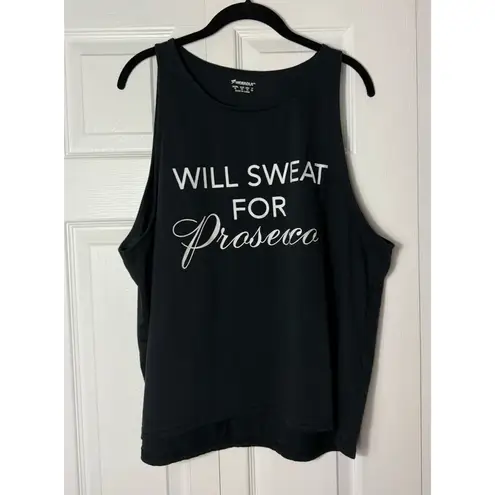 Workout Black “Will Sweat For Prosecco” Graphic Tank Top Women’s Size XL 14