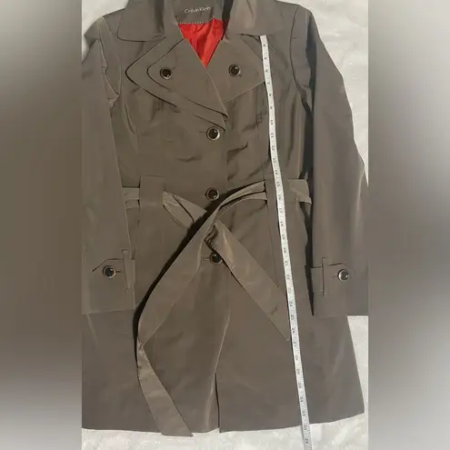 Calvin Klein Tan Trench Coat with Belted Waist Water Resistant