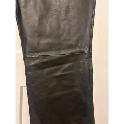 MetroStyle Vintage Black Leather Pants Straight Leg Lined Biker Women’s Size 12