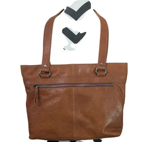 Spikes & Sparrow Cognac Leather Tote Bag w/ Laptop Sleeve Brown