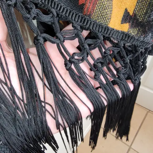 Wrangler Southwest Print Fringe Open Front Cardigan Size Medium