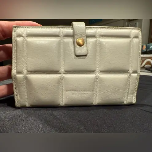 Bottega Veneta White Calfskin Padded French Wallet
