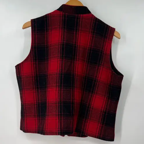 Vintage Women's Breeches London L Plaid Wool Vest Sleeveless Top Jacket Red Size L