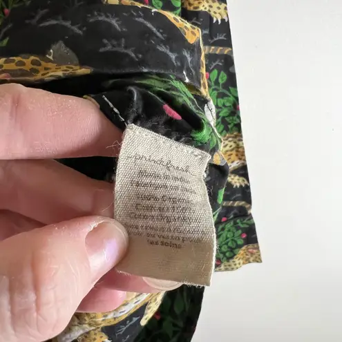 Printfresh Leopard Botanical Button Down Pajama Shirt Women's Size M animal