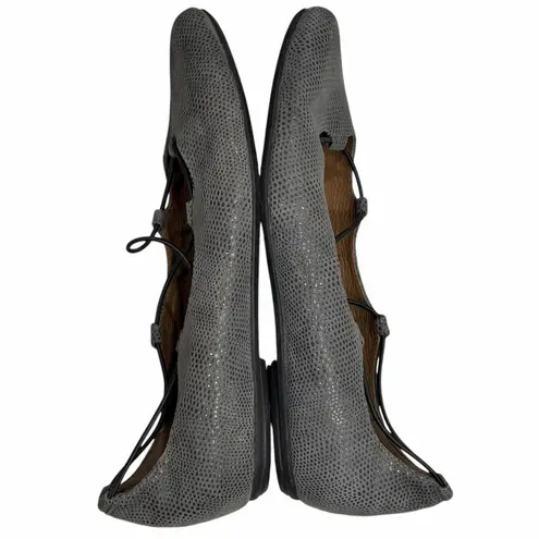 Earthies Essen Ballet Flat Shoes Womens 12 B Gray Suede Elastic Strap Feminine
