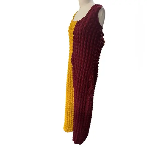 Ashley Stewart Textured Yellow & Burgundy Bodycon maxi Dress NEW Size 26/28 PLUS