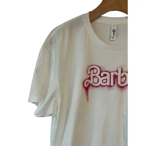 Next Level Barbie Crop Top T Shirt Women's XL Official Pink Logo White Crew Neck Tee NEW