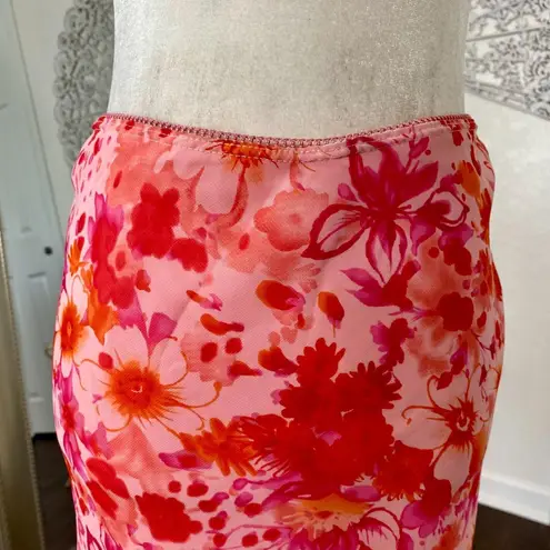 Heart Soul Early 2000's Asymmetric Pink Orange Floral Handkerchief Mesh Skirt S