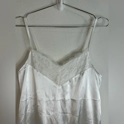 Unbranded White Satin Slip Dress with Lace Trim