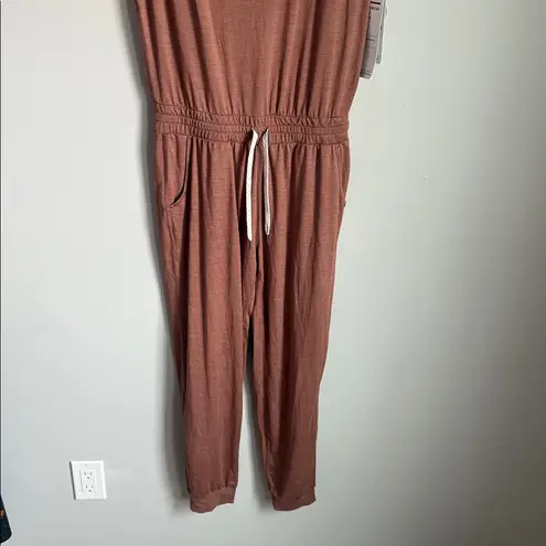 Vuori NEW All Day Short Sleeve Jogger Jumpsuit Terracotta Brown Small