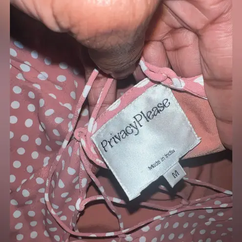 Privacy Please Blush Polka Dot Backless Lace Up Mini Dress size Medium