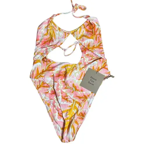 Stone Fox Swim NWT Women's Riva One Piece Swimsuit M Hot Tropix Print Multicolor