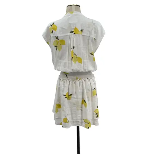Rails Angelina Dress Mini Linen Citronnade Lemon Print White Yellow Size Small