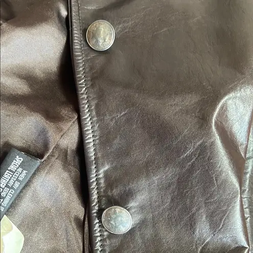 Hand Crafted Brown Leather Jacket Timeless Style Size M