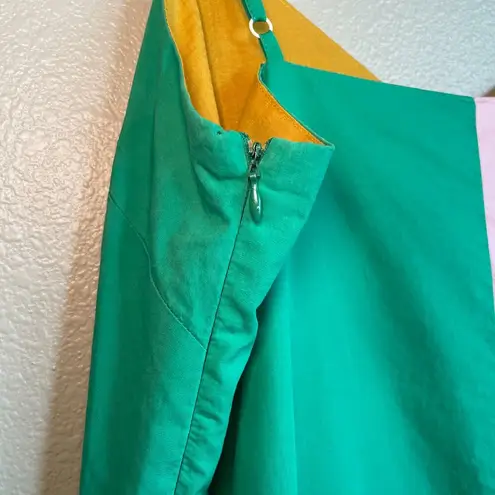 English Factory Dress Size Small Colorblock Mustard Kelly Green Asymmetric Midi - Image 9