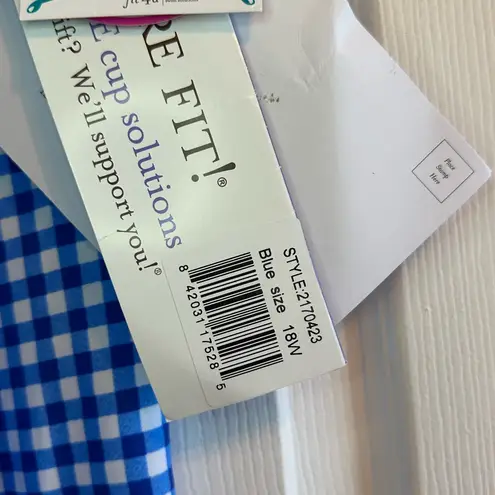 Shore Fit Blue Gingham Bikini Top Size 18W