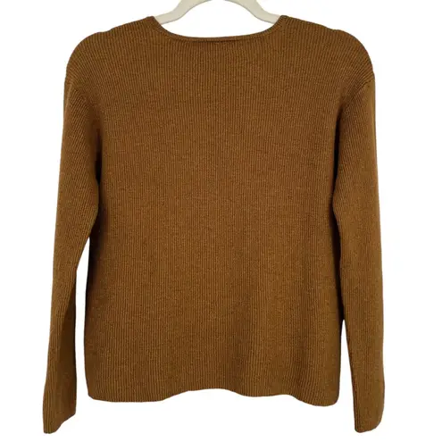 John Varvatos Womens Merino Wool Silk Blend Ribbed Knit Sweater Brown Size Mediu Size M