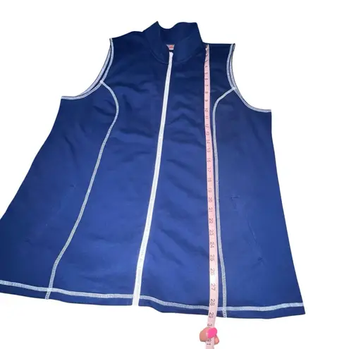 Quacker Factory Women's Navy Blue Vest & Skort Set Size XL Rhinestone Zip NWT