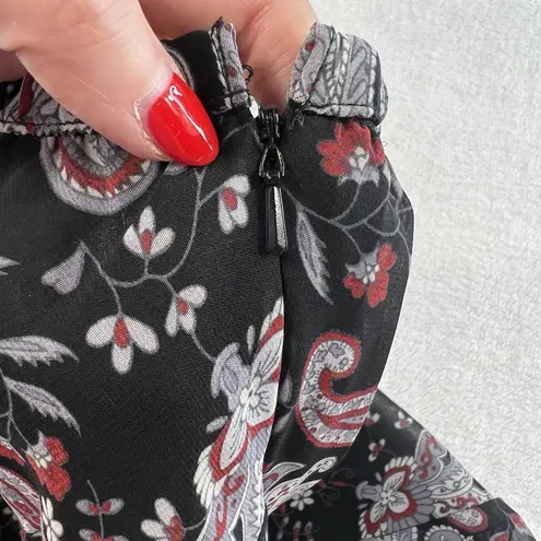 Vintage 90s Sz 8 Midi Skirt Asymmetric Sheer Cottagecore Floral Ruffle Fairycore Black