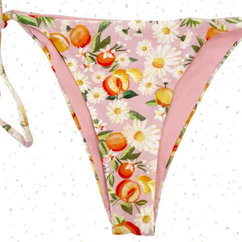 Farm Rio Tangerine Dream Bikini Set Pink Fruit Floral Side Tie Triangle Size S