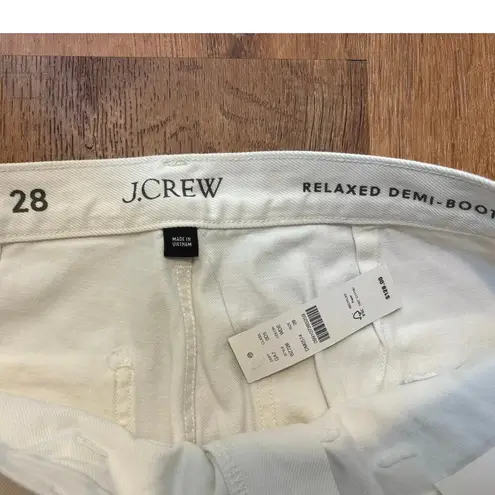 NWT J.Crew Sailor Mid Rise Relaxed Demi Boot Jean In White Size 28