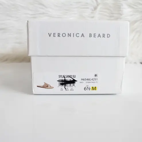 Veronica Beard Sylie Lasercut Eyelet Beige Suede Thong Sandal Flip Flops