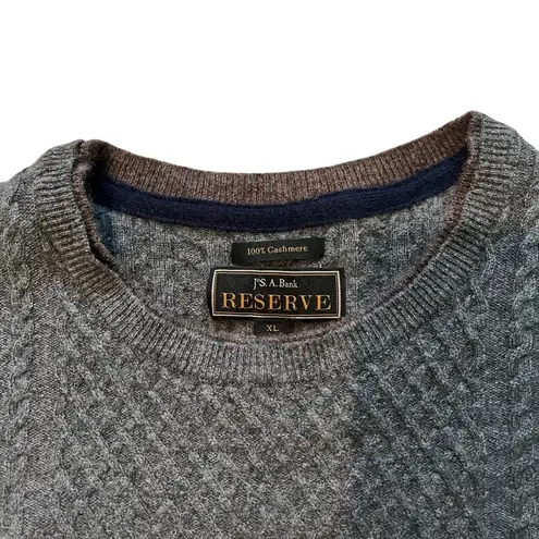 Jos. A. Bank Reserve 100% Cashmere Cable-Knit Crewneck Pullover, Sz XL