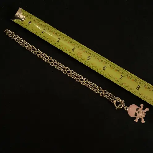 Mall goth pink skull and crossbones necklace