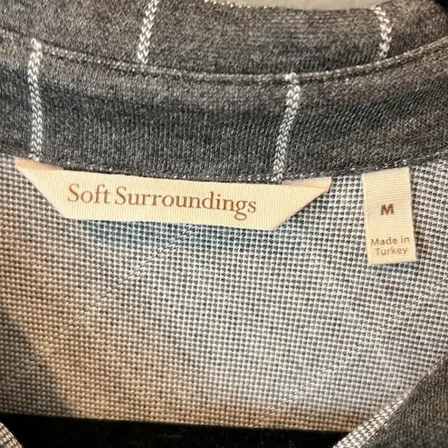 Soft Surroundings Charcoal, Gray Windowpane Button Down Shirt Medium