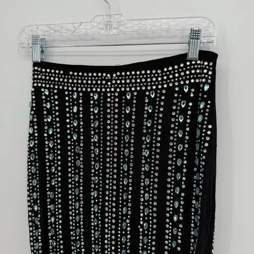 BANJUL Black Multi Rhinestone Mini Skirt Size Medium Elastic Size Medium Y2k