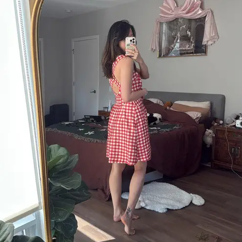 D&G EUC picnic print silk cotton blend belted sun dress