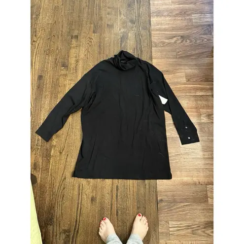 ATM Anthony Thomas Melillo Jersey Turtleneck Dress Black Size Large Button Cuff