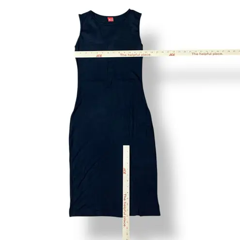 GG<5 Black Midi Dress Women’s Small Sleeveless Bodycon Sheer Mesh Panel Cocktail