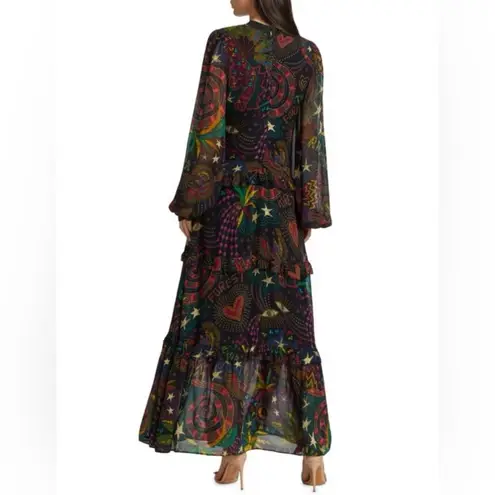 Farm Rio Amazonia Puff-Sleeve Printed Maxi Dress worn by Kelly Clarkson M