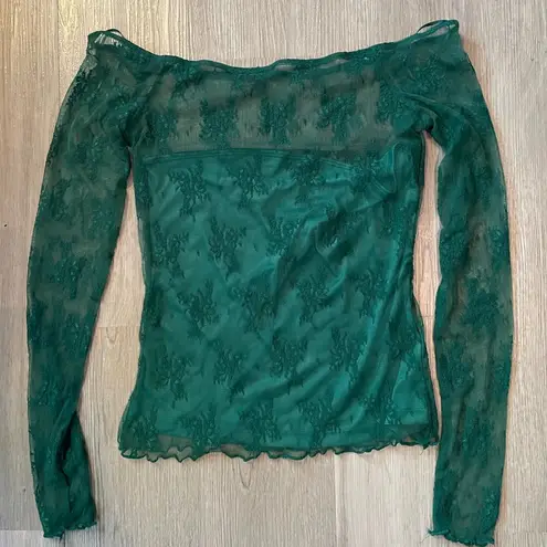 Elodie Green Lace Off The Shoulder Going Out Top size Medium